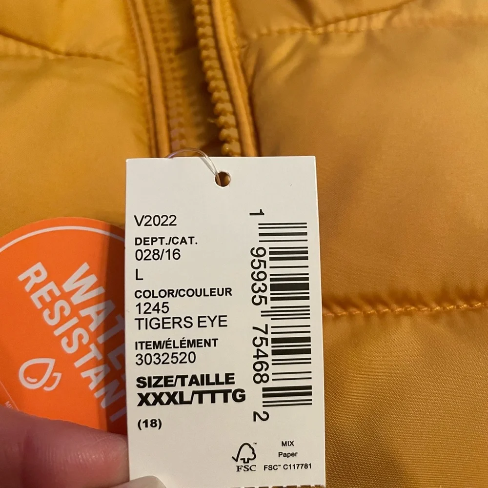 The Children’s Place Mustard‎ Yellow Kids Puffer Jacket, NWT, Size 18 (XXXL)